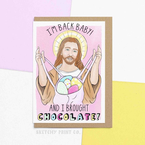 Funny Happy Easter Card | I'm Back Baby | Religious Easter Card | Easter Wishes | Personalise With A Custom Message