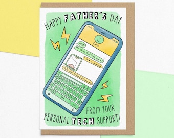 Funny Father's Day Card For Dad | From Your Tech Support | Personalised Message