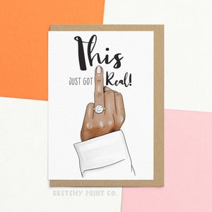 Carte de fiançailles drôle pour fiancé | Ceci vient de devenir réalité | Félicitations le jour de votre mariage | Envoi direct avec un message personnalisé