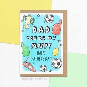 Carte drôle de fête des pères pour papa | MVP | Pour papa fan de football | Personnalisé avec votre message