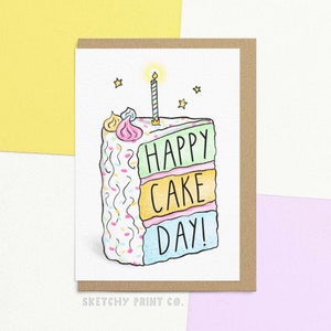 Jolie carte de joyeux anniversaire pour le meilleur ami | Joyeuse fête du gâteau | personnalisé avec votre message | Souhaits d'anniversaire drôles pour soeur