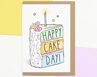 Cute Happy Cake Day Card For Best Friend | Birthday | Personalised Message