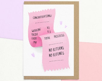 Funny Wedding Card for Newly Wed Couple | No Returns No Refunds