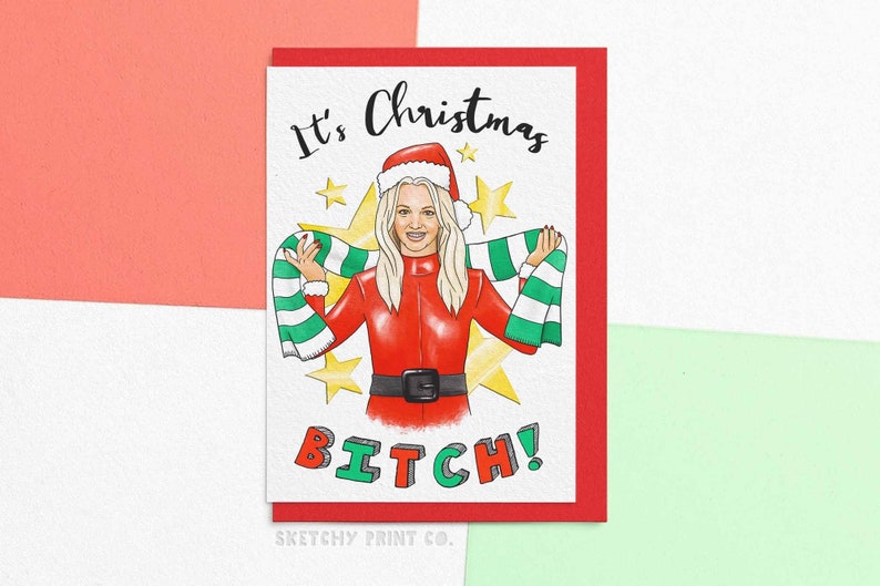 Funny Christmas Card It's Christmas Btch Rude Xmas Card Cheeky Holiday Cards Send Your Card Direct With A Custom Message image 1