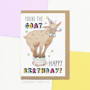 Carte de joyeux anniversaire drôle pour un ami | Vous êtes la chèvre | personnalisé avec votre message | Souhaits d'anniversaire pour mari