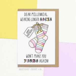 Grappige gelukkige verjaardagskaart voor beste vriend | Millennial-sokken | Gepersonaliseerd met jouw bericht | Gekke verjaardagswensen voor man