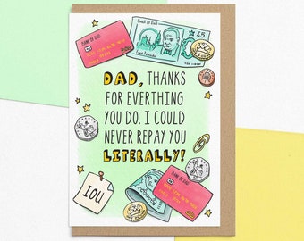 Funny Father's Day Card For Dad | I Could Never Repay You | Personalised Message