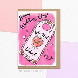 Lustige Hochzeitstagskarte für frisch vermählte Paare | Bitte nicht stören | Direkt mit personalisierter Nachricht senden | Glückwunschgeschenk zum Hochzeitstag