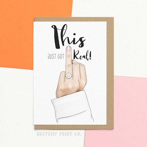 Funny Engagement Card | This Just Got Real, Wedding Day Greeting