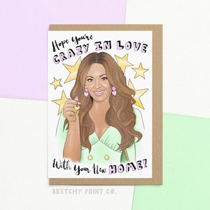 Nouvelle maison / carte de pendaison de crémaillère amusante pour un ami | Fou amoureux | Envoyez votre carte directement avec un message personnalisé
