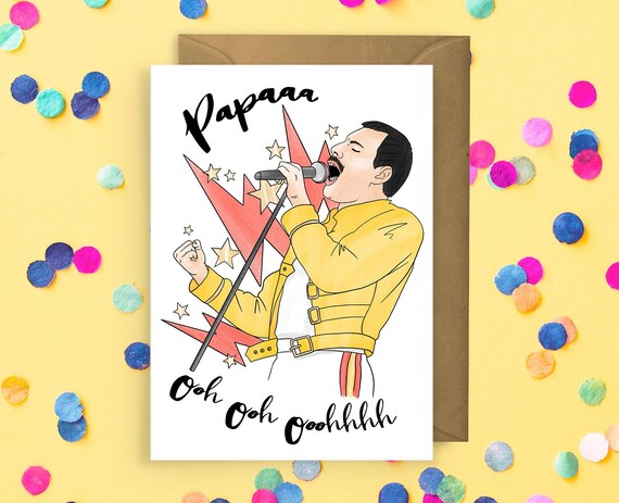 Father/'s Day Card Dad Card Freddie Mercury Queen Card Fathers Day Card