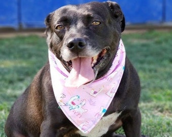 Llama Dog Bandana, Pink Lama Tie On Bandana, Summer Pet Gear, No Prob-llama, Size Medium, Last One