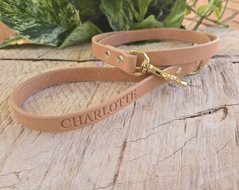 Handmade Natural Leather Dog Leash - Solid Brass Hardware - Personalized