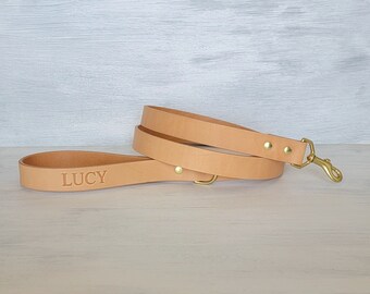 Leather Dog Leash Handmade in The U.S.A., Personalized Leather Leash - 3 Ft 4 Ft or 5 Ft, Solid Brass Bolt Snap Hook