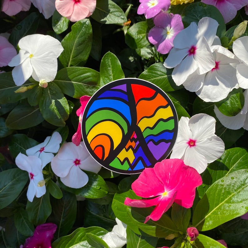 Small Gift Matte Rainbow Peace Sign Vinyl Stickers Laptop stickers