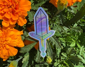 Holographic Watercolor Sword Sticker | Laptop stickers | Vinyl Stickers | Small Gift | Holographic Sticker