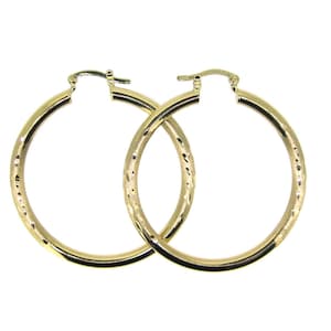 14K Solid Yellow Gold Hoop Earrings-Round Hoops with Design (12mm,17mm,40mm,45mm)-KA3069