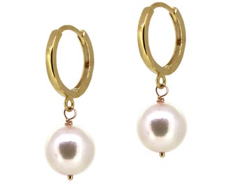 Orecchini A Cerchio Con Perle Andelaisi | Giro Dorato Con Pendente A Perlina | Vintage E Retrò Per Donne E Ragazze | Regalo Handmade