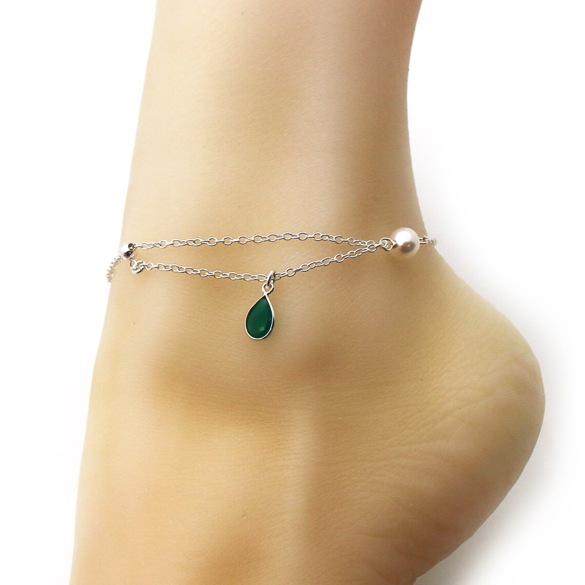 May Birthstone Anklet and Bracelet Sterling Silver Etsy UK