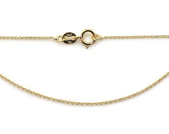18K Gold Plated Sterling Silver Necklace -  Tiny Plain Cable Chain - Dainty Gold Necklace - Sizes 16, 18, or 20 inches SKU: KA1009-VM