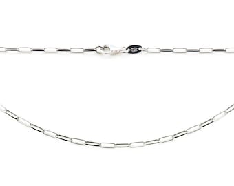 Sterling Silver Long Box Chain Necklace -925 Sterling Silver Rectangle Link Finished Chain-Paper Clip Necklace-16-40 inches  SKU: KA1002