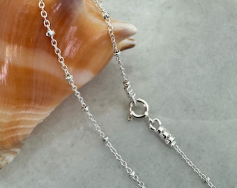 Sterling Silver Beaded Cable Chain - Finished 925 Sterling Silver Satellite Chain - Sizes 16 - 36 inches -Italian Silver  SKU: KA1006
