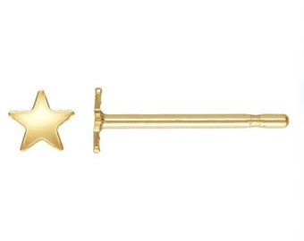 14K Solid Yellow Gold 3.5mm Star Post Earring (1 pair)
