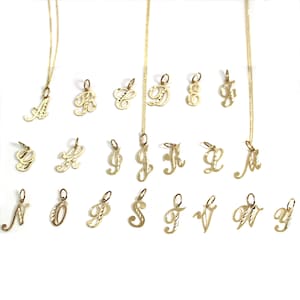 Solid 14K Yellow Gold Letter Necklace- Initial Letter Charm Necklace- Solid Gold Letter- 14k Yellow Gold Initial Letter Necklace