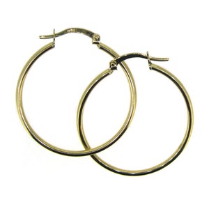 14K Solid Yellow Gold Hoop Earrings-Plain Round Hoops  (17mm,25mm,30mm,42mm)-KA3071
