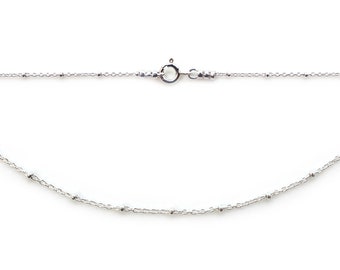 Sterling Silver Beaded Cable Chain - Finished 925 Sterling Silver Satellite Chain - Sizes 16 - 36 inches -Italian Silver  SKU: KA1006