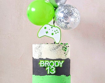 acrylic dual layered gaming style cake topper & charm - Birthday cake topper - personalised cake topper - cake charm