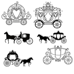 Princess Horse & Carriage design Bundle, png, dxf and svg laser cutting files