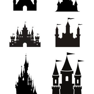 Prins/prinses kasteel 6 ontwerpbundel, png-, dxf- en svg-lasersnijbestanden