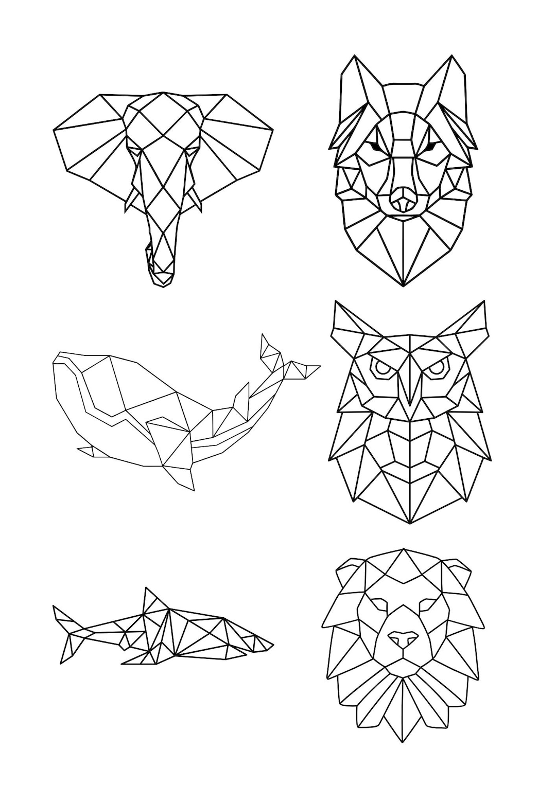 Geometric 6 Animal Design Bundle, Png, Dxf and Svg Laser Cutting Files ...