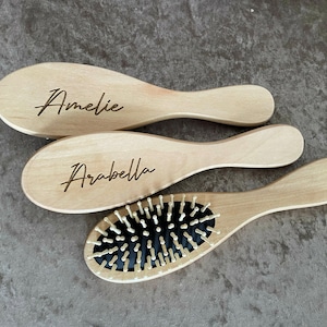 Engraved personalised luxury wooden hairbrush, flower girls, birthdays, childrens room