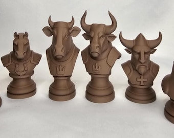 Juego de ajedrez de animales de granja con colores personalizados - 16 piezas - Impresión 3D