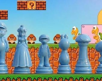 Juego de ajedrez personalizado inspirado en Mario - 16 piezas - Impresión 3D