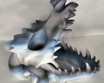 Torre de dados con calavera de dragón impresa en 3D - Torre DnD - Juegos de rol