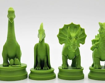 Juego de ajedrez de dinosaurios a color personalizado - 16 piezas - Impresión 3D