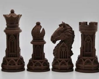 Juego de ajedrez Staunton gótico de colores personalizados - 16 piezas - Impresión 3D