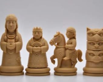 Juego de ajedrez indio personalizado en color - 16 piezas - Impresión 3D