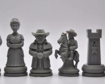 Juego de ajedrez personalizado de los Cowboys (16 piezas) - Impresión 3D