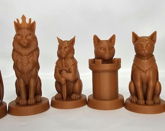 Cats Custom Color Chess Set - 16 pcs-  3d Printed