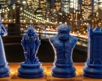 Juego de ajedrez personalizado inspirado en Los Cuatro Fantásticos - 16 piezas - Impresión 3D