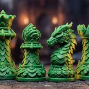 Dragon Staunton Custom Color Chess Set - 16 pcs -  3d Printed