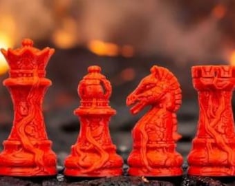 Juego de ajedrez Lava Staunton de color personalizado - 16 piezas - Impresión 3D
