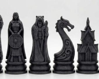 Juego de ajedrez Vikingos con colores personalizados - 16 piezas - Impresión 3D
