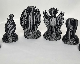 Juego de ajedrez personalizado con dragones pequeños (16 piezas) - Impresión 3D