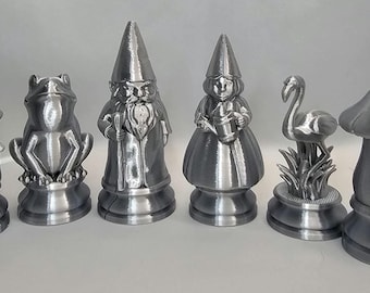 Garden Gnomes Custom Color Chess Set -  16 pcs - 3d Printed