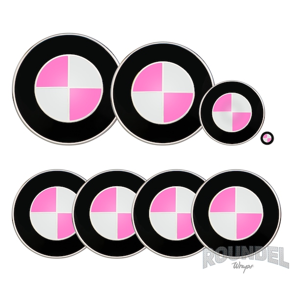 Pink Wrap Stickers For BMW Badge All Models Overlays Decals Emblems